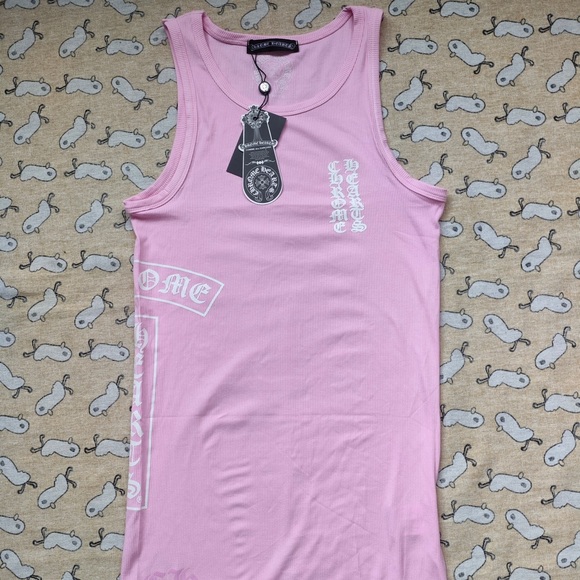 Chrome Hearts Tops - Chrome Hearts Baby Pink Logo Ribbed Tank